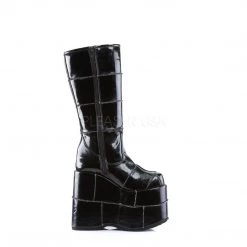 Demonia Boots STACK-301 Black Vegan Leather Knee Boot