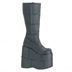 Demonia Boots STACK-301 Black Vegan Leather Knee Boot