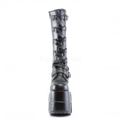 Demonia Coming Soon (Pre-Order) STACK-308 Black Vegan Leather Knee Boot
