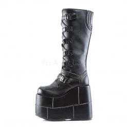 Demonia Coming Soon (Pre-Order) STACK-308 Black Vegan Leather Knee Boot