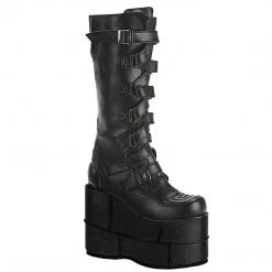 Demonia Coming Soon (Pre-Order) STACK-308 Black Vegan Leather Knee Boot