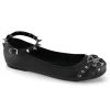Demonia STAR-23 Black Vegan Leather Ballet Flat Shoes