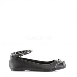 Demonia STAR-23 Black Vegan Leather Ballet Flat Shoes