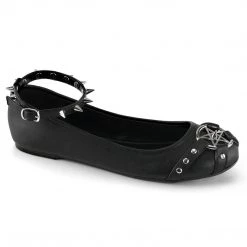 Demonia STAR-23 Black Vegan Leather Ballet Flat Shoes