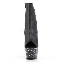 Pleaser STARDANCE-1018-7 Black/Silver Multi Rhinestone Ankle Boot Boots