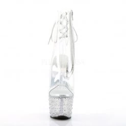 Pleaser Boots STARDANCE-1018C-7 Clear-Silver Multi Rhinestone Ankle Boot