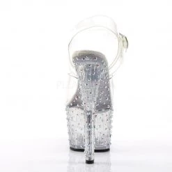 Pleaser STARDANCE-708 Clear-Silver Multi Rhinestone Platform Sandal