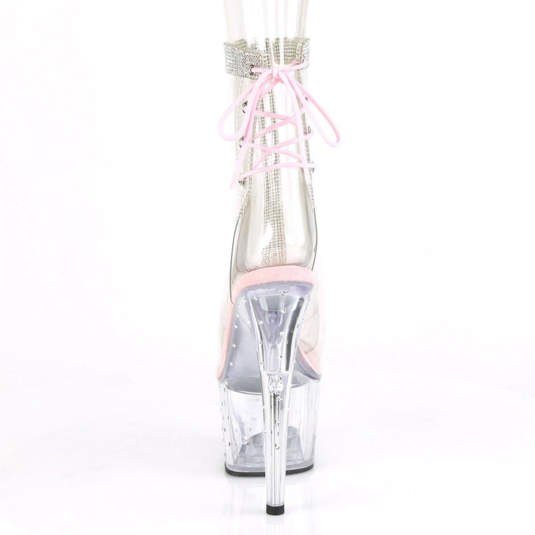 Pleaser Boots STARDUST-1018C-2RS Clear-Baby Pink/Clear Ankle Boot 6 Pleaser Boots STARDUST-1018C-2RS Clear-Baby Pink/Clear Ankle Boot