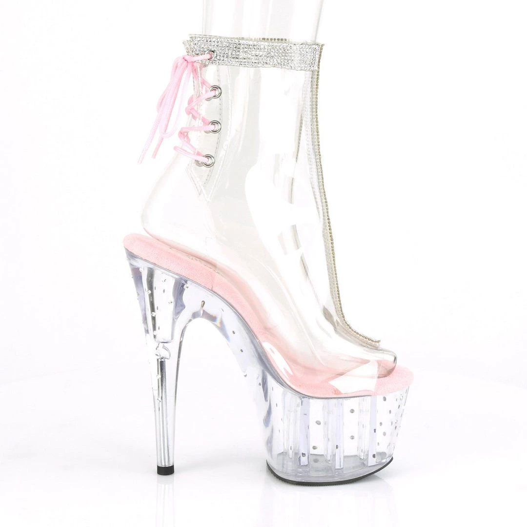 Pleaser Boots STARDUST-1018C-2RS Clear-Baby Pink/Clear Ankle Boot 7 Pleaser Boots STARDUST-1018C-2RS Clear-Baby Pink/Clear Ankle Boot
