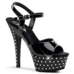 Pleaser Shoes STARDUST-609 Black Patent Platform Sandal