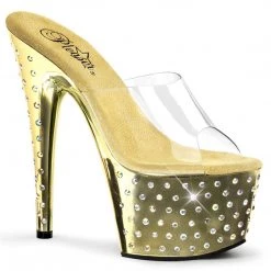 Pleaser STARDUST-701 Clear/Gold Chrome Slide