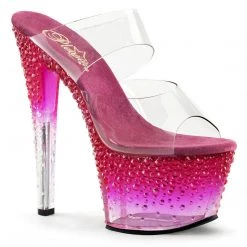 Pleaser Shoes STARDUST-702-2 Clear/Hot Pink Frost Slide