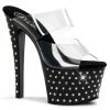 Pleaser STARDUST-702 Clear/Black Slide Shoes