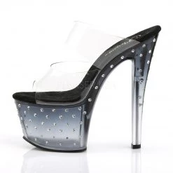 Pleaser STARDUST-702T Clear/Black-Clear Platform Sandal Shoes