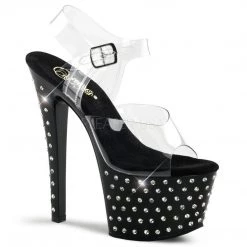 Pleaser STARDUST-708 Clear/Black Platform Sandal
