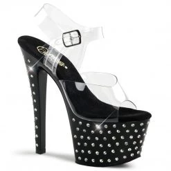 Pleaser STARDUST-708 Clear/Black Platform Sandal