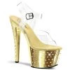 Pleaser STARDUST-708 Clear/Gold Chrome Platform Sandal Shoes