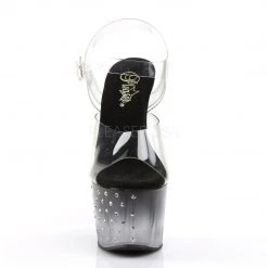 Pleaser STARDUST-708T Clear/Black-Clear Platform Sandal Shoes