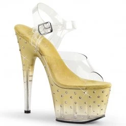 Pleaser Shoes STARDUST-708T Clear/Gold-Clear Platform Sandal