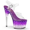 Pleaser STARDUST-708T Clear/Purple-Clear Platform Sandal Shoes
