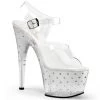 Pleaser STARDUST-708T Clear/Silver-Clear Platform Sandal