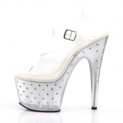 Pleaser STARDUST-708T Clear/Silver-Clear Platform Sandal 10 Pleaser STARDUST-708T Clear/Silver-Clear Platform Sandal