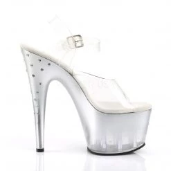 Pleaser STARDUST-708T Clear/Silver-Clear Platform Sandal 12 Pleaser STARDUST-708T Clear/Silver-Clear Platform Sandal