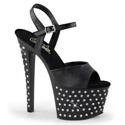 Pleaser Shoes STARDUST-709 Black Faux Leather Platform Sandal