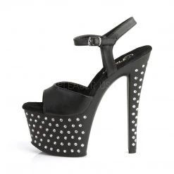 Pleaser Shoes STARDUST-709 Black Faux Leather Platform Sandal
