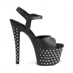 Pleaser Shoes STARDUST-709 Black Faux Leather Platform Sandal