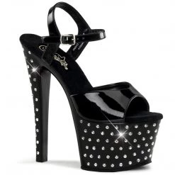 Pleaser STARDUST-709 Black Patent Platform Sandal Shoes