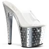 Pleaser Shoes STARDUST-751 Clear/Silver Chrome Slide