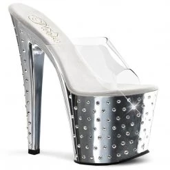 Pleaser Shoes STARDUST-751 Clear/Silver Chrome Slide