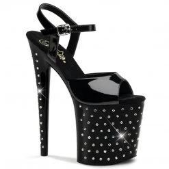 Pleaser STARDUST-809 Black Patent Platform Sandal Shoes