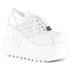 Demonia STOMP-08 White Patent-Vegan Leather Shoe