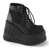 Demonia Boots STOMP-10 Black Canvas-Vegan Leather Lace-Up Boot