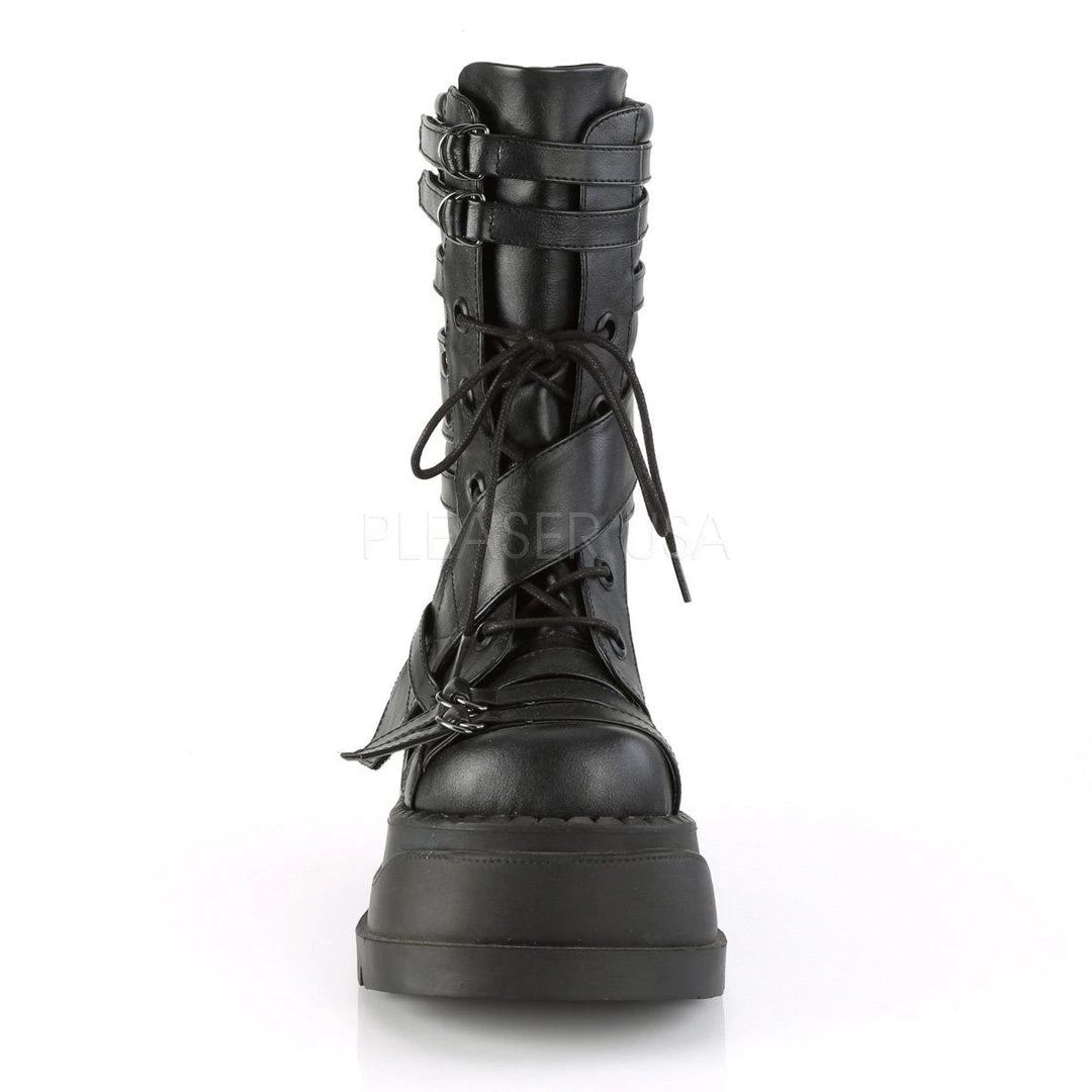 Demonia Boots STOMP-26 Black Vegan Leather Mid-Calf Boot 4 Demonia Boots STOMP-26 Black Vegan Leather Mid-Calf Boot