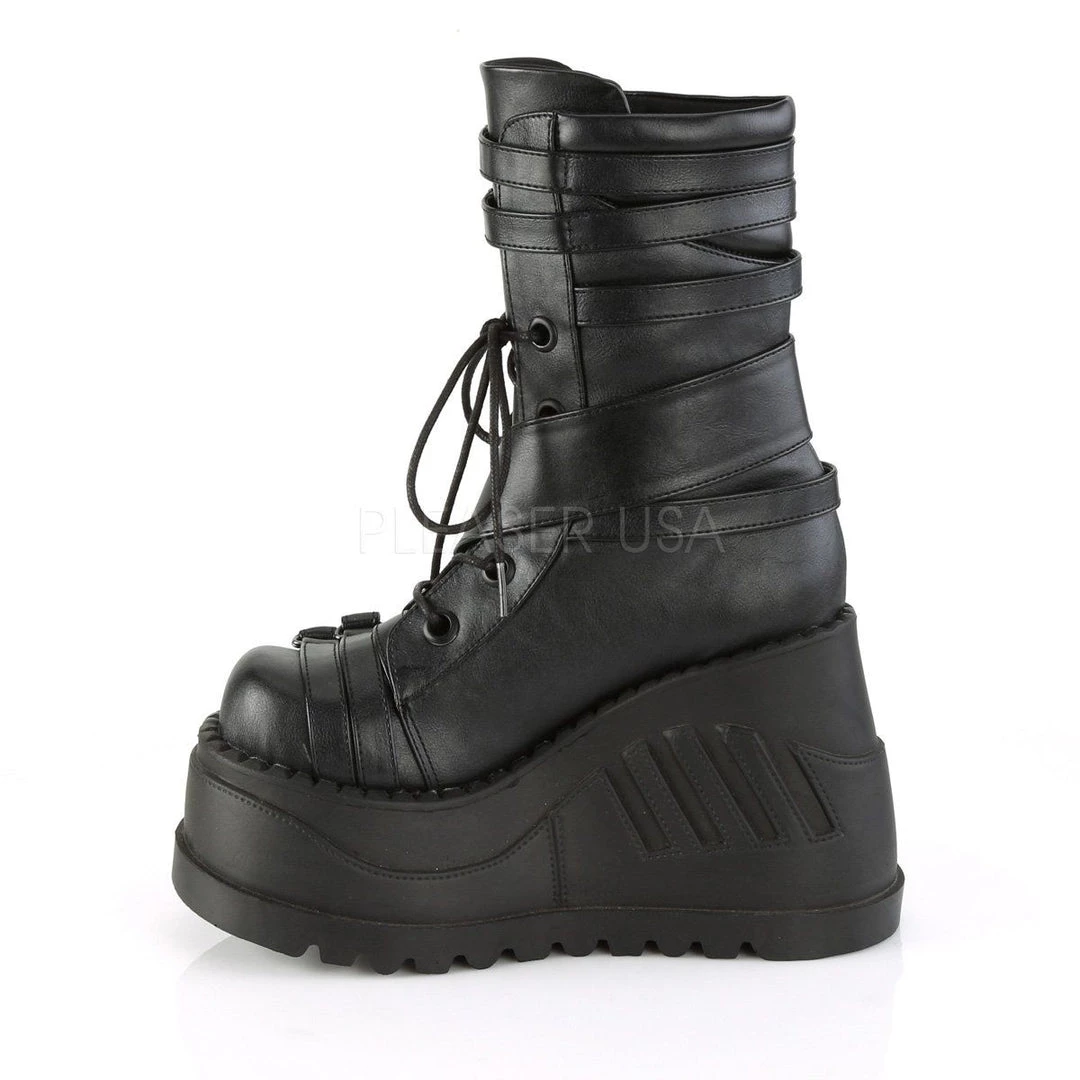 Demonia Boots STOMP-26 Black Vegan Leather Mid-Calf Boot 5 Demonia Boots STOMP-26 Black Vegan Leather Mid-Calf Boot