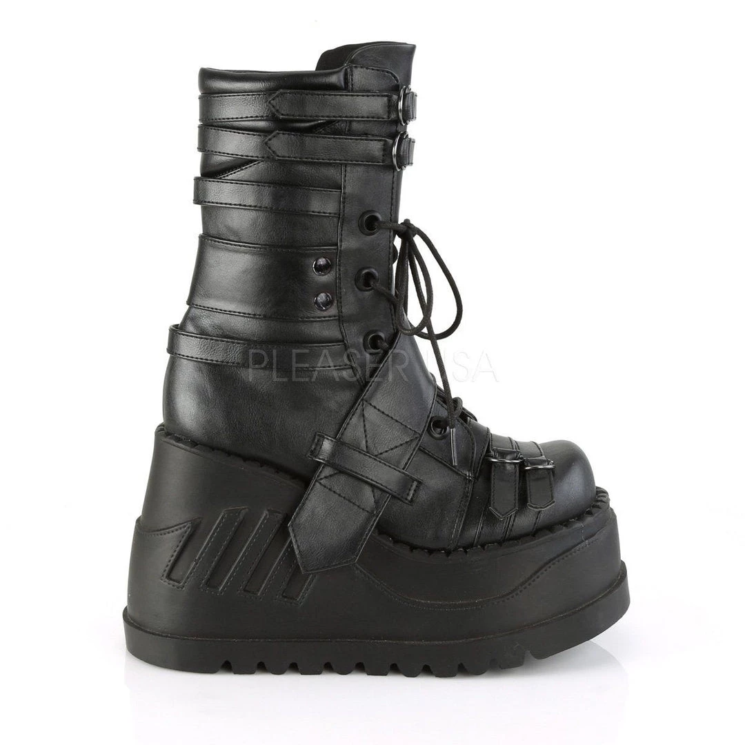 Demonia Boots STOMP-26 Black Vegan Leather Mid-Calf Boot 7 Demonia Boots STOMP-26 Black Vegan Leather Mid-Calf Boot