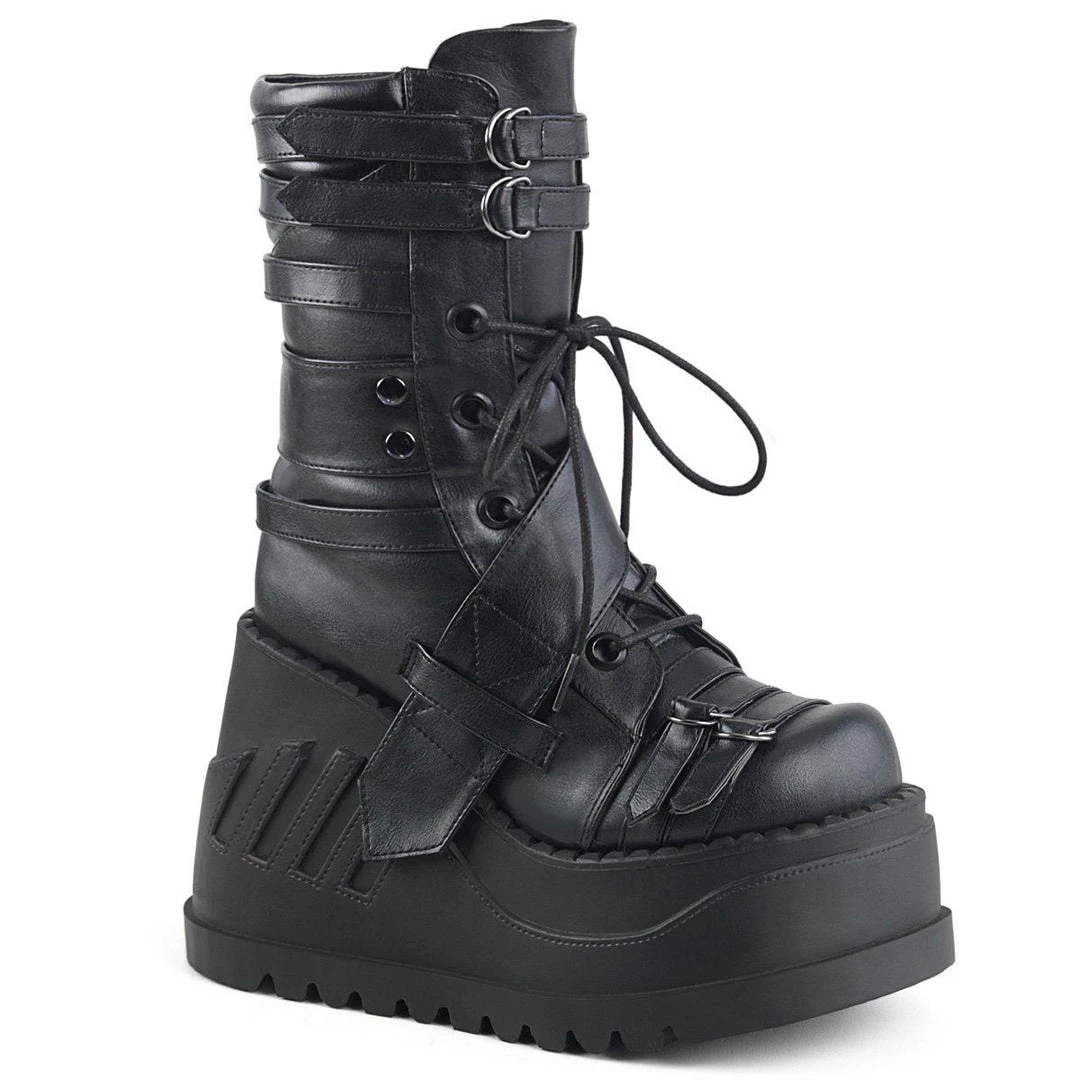 Demonia Boots STOMP-26 Black Vegan Leather Mid-Calf Boot 8 Demonia Boots STOMP-26 Black Vegan Leather Mid-Calf Boot