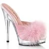 Fabulicious 6 Inch SULTRY-601F Baby Pink Pu-Marabou Fur/Clear