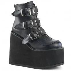 Demonia SWING-105 Black Vegan Leather Ankle Boot Boots