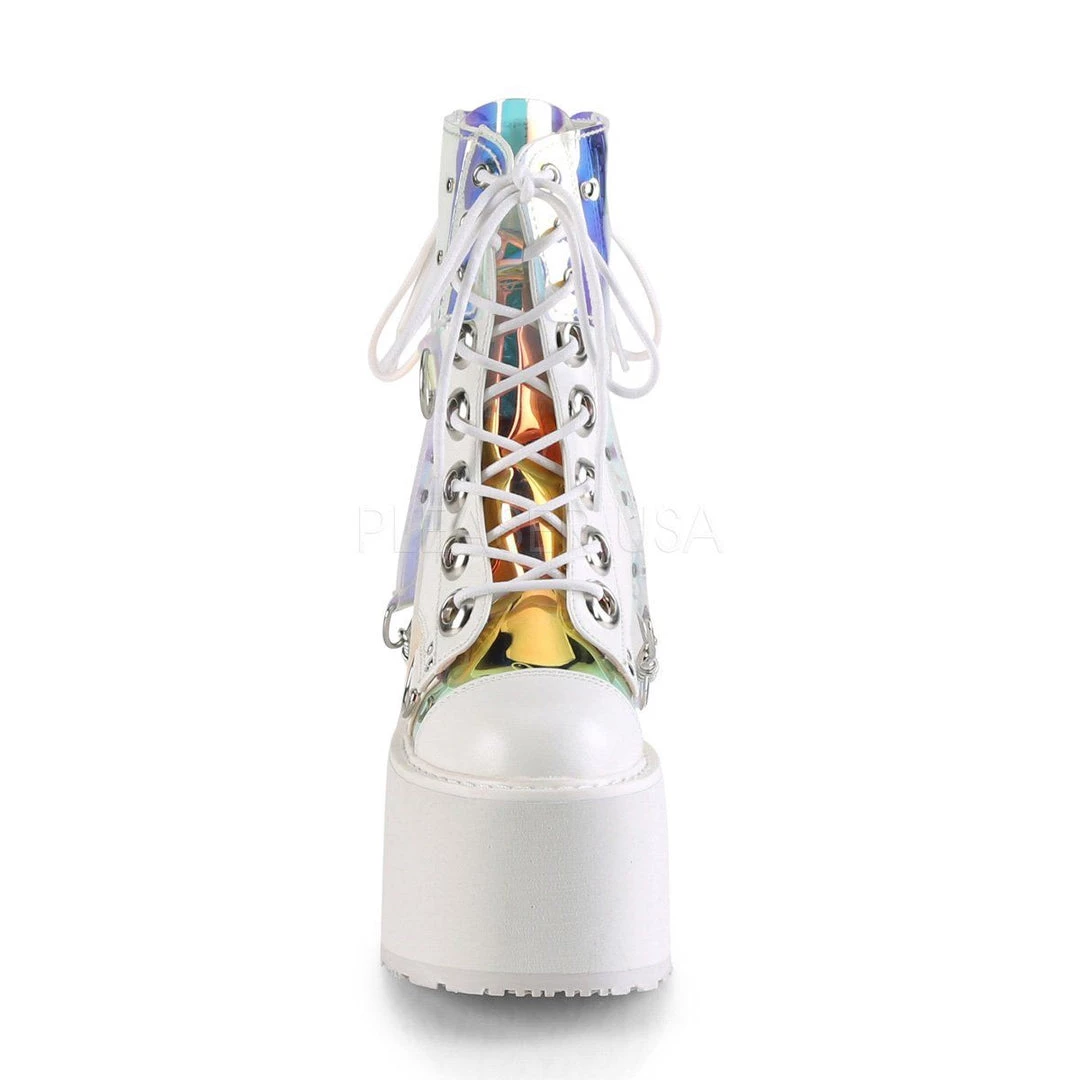 Demonia SWING-115 White Vegan Leather-Patent-Magic Mirror TPU Ankle Boot 4 Demonia SWING-115 White Vegan Leather-Patent-Magic Mirror TPU Ankle Boot