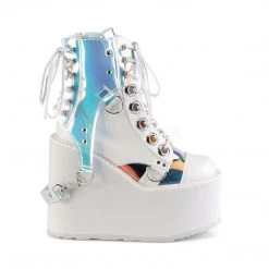 Demonia SWING-115 White Vegan Leather-Patent-Magic Mirror TPU Ankle Boot 12 Demonia SWING-115 White Vegan Leather-Patent-Magic Mirror TPU Ankle Boot