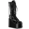 Demonia SWING-150 Black Stretch Patent Knee Boot Boots