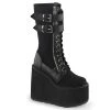 Demonia Boots SWING-221 Black Canvas-Vegan Leather Knee Boot
