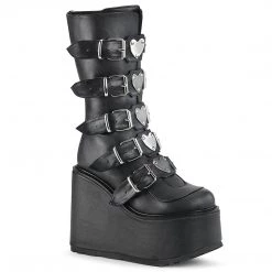 Demonia Boots SWING-230 Black Vegan Leather Mid-Calf Boot