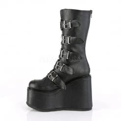 Demonia Boots SWING-230 Black Vegan Leather Mid-Calf Boot