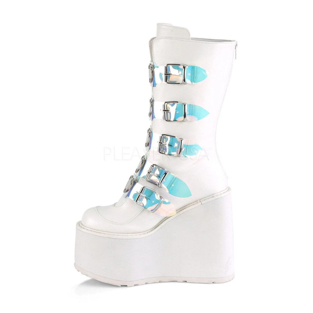 Demonia Boots SWING-230 White Vegan Leather Mid-Calf Boot 5 Demonia Boots SWING-230 White Vegan Leather Mid-Calf Boot