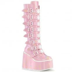 Demonia SWING-815 Baby Pink Hologram Knee Boot